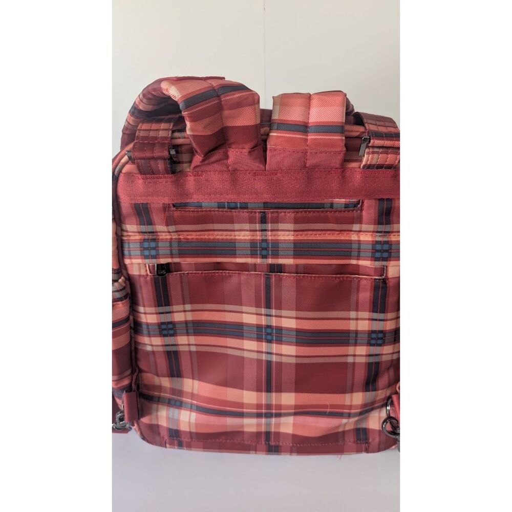 NWT Lug Mini Puddle Jumper Convertible Backpack Tote Bag Red Tempo Plaid Acorn - Picture 4 of 10